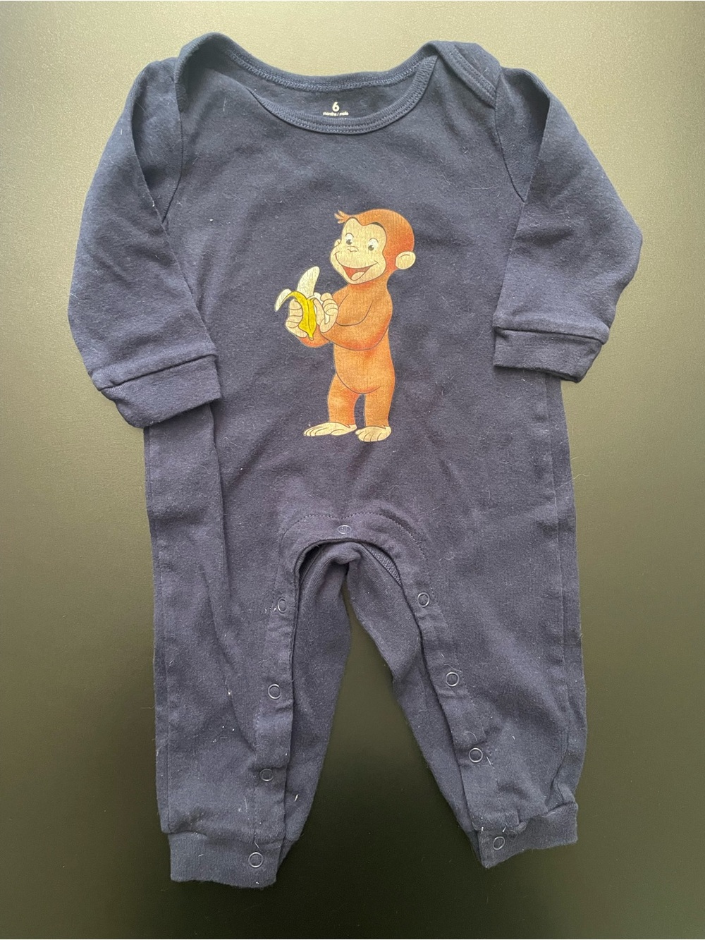 Curious George Navy One-Piece Bodysuit Fits 6 mo. 🐵 🍌